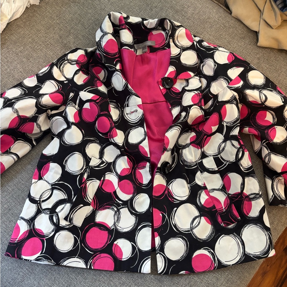 NY Collection Black, Pink, and White Blazer